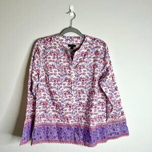 J. Crew Floral Blouse - Red and Blue